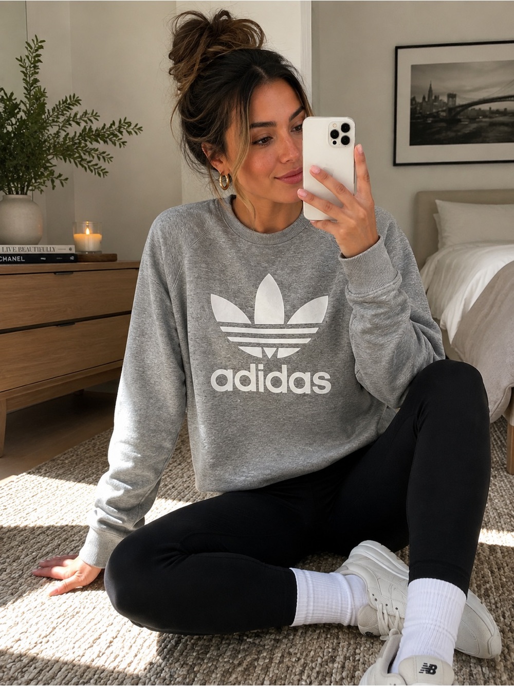 Adidas Originals Grey Fleece Crewneck Sweatshirt XS
